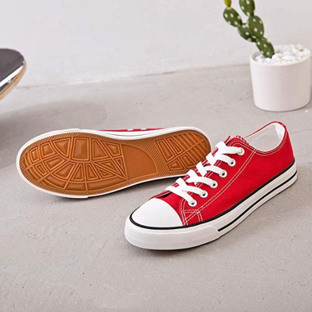 New Womens Girls Classic Lace Up Canvas Shoes